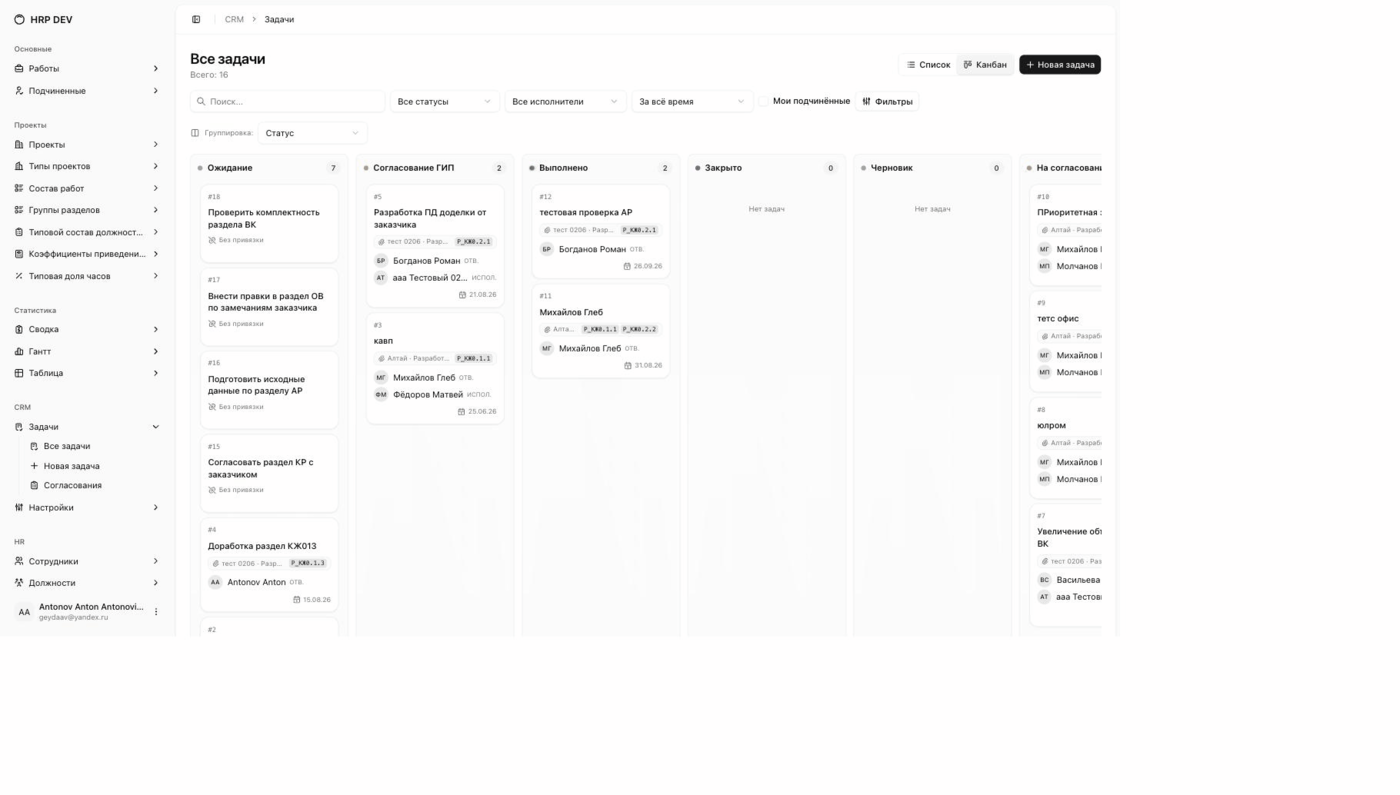 CRM: канбан-доска задач